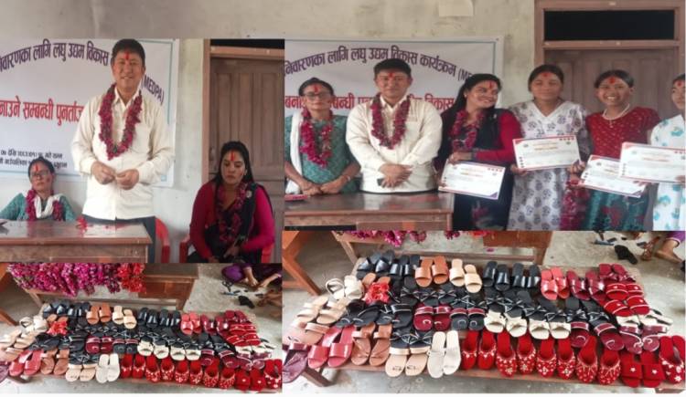 झिलिबाङ्गका महिलालाई आत्मनिर्भर बनाउन चप्पल बनाउने तालिम सम्पन्न