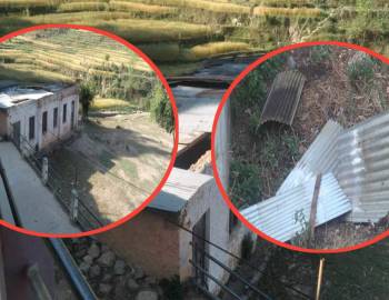 हावाहुरीले उडायो बिध्यालयको छाना  